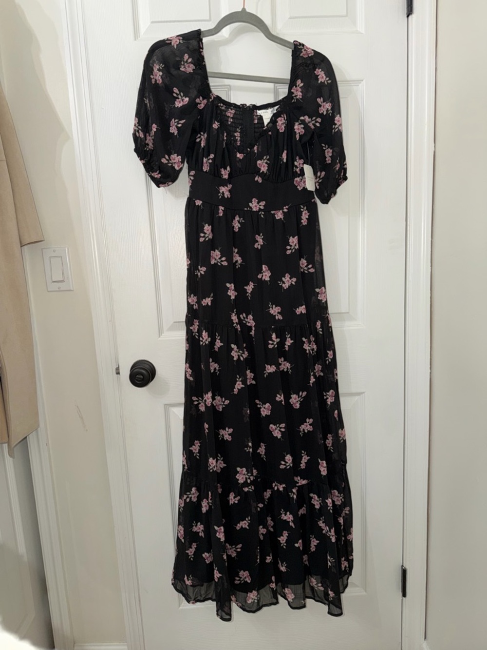 Altar'd State Black Maxi Dress with Pink Floral Print - Picture 2 of 3